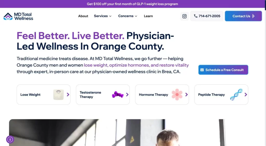 MD Total Wellness website homepage (mdtw.co)