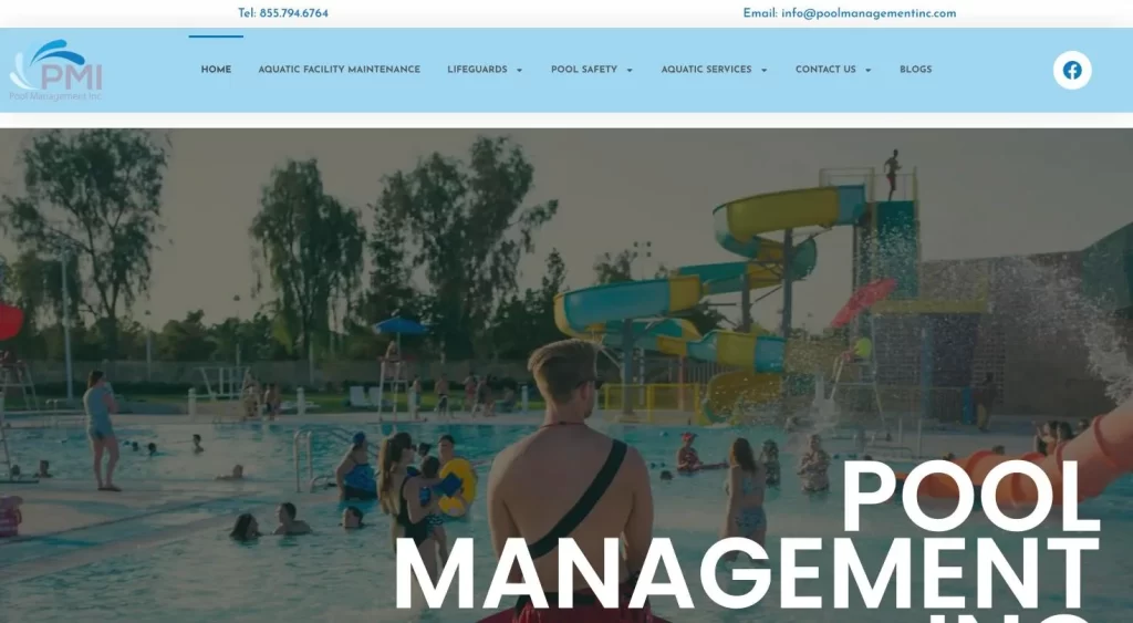 Pool Management Inc. website homepage (poolmanagementinc.com)
