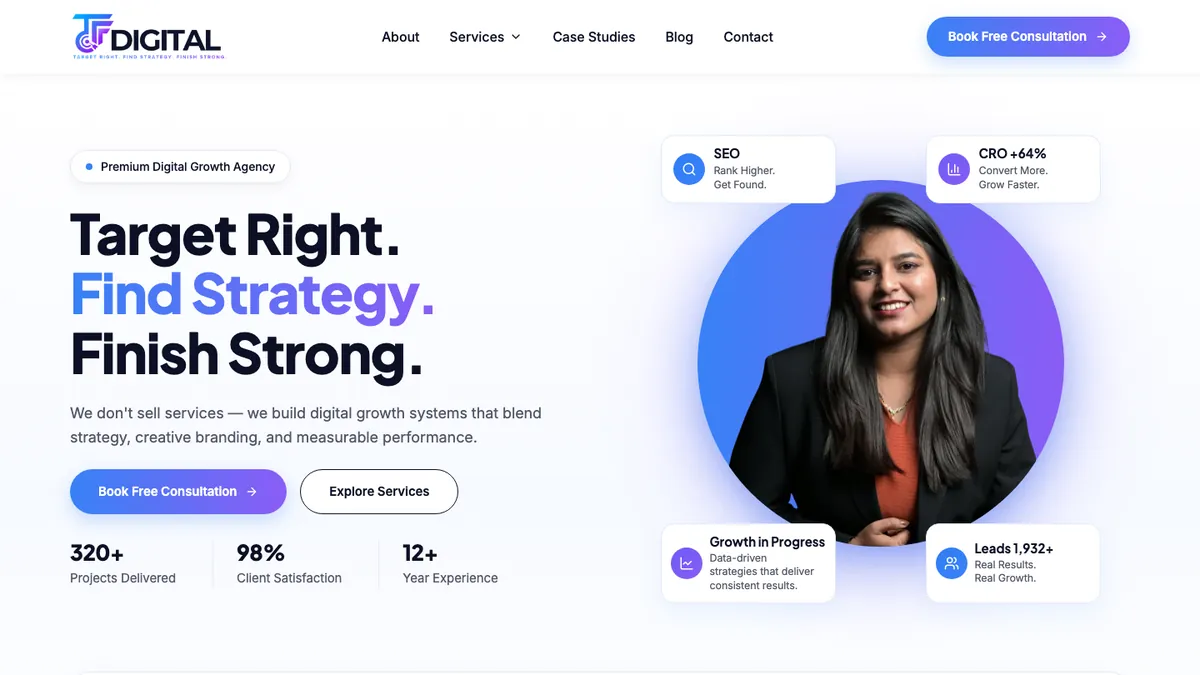 TFF Digital website homepage (desktop)
