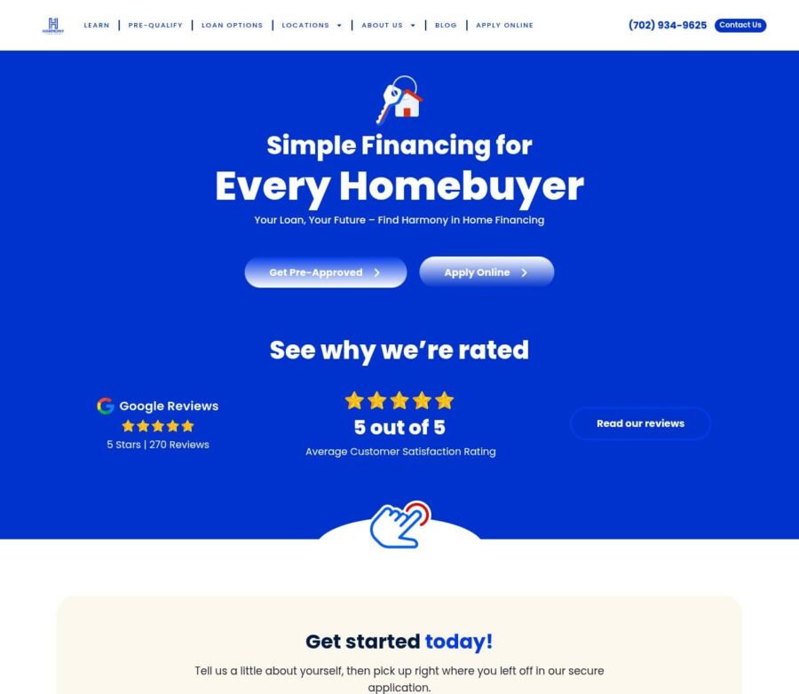 Homepage of harmonyhomeloans.net