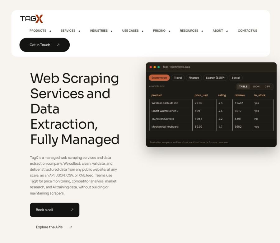 Homepage of tagxdata.com